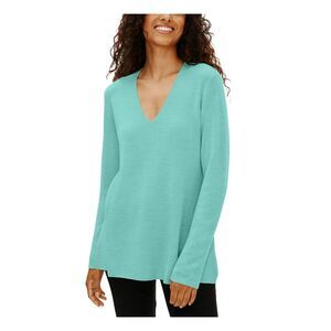 EILEEN FISHER Womens Turquoise Long Sleeve V Neck Sweater XXS